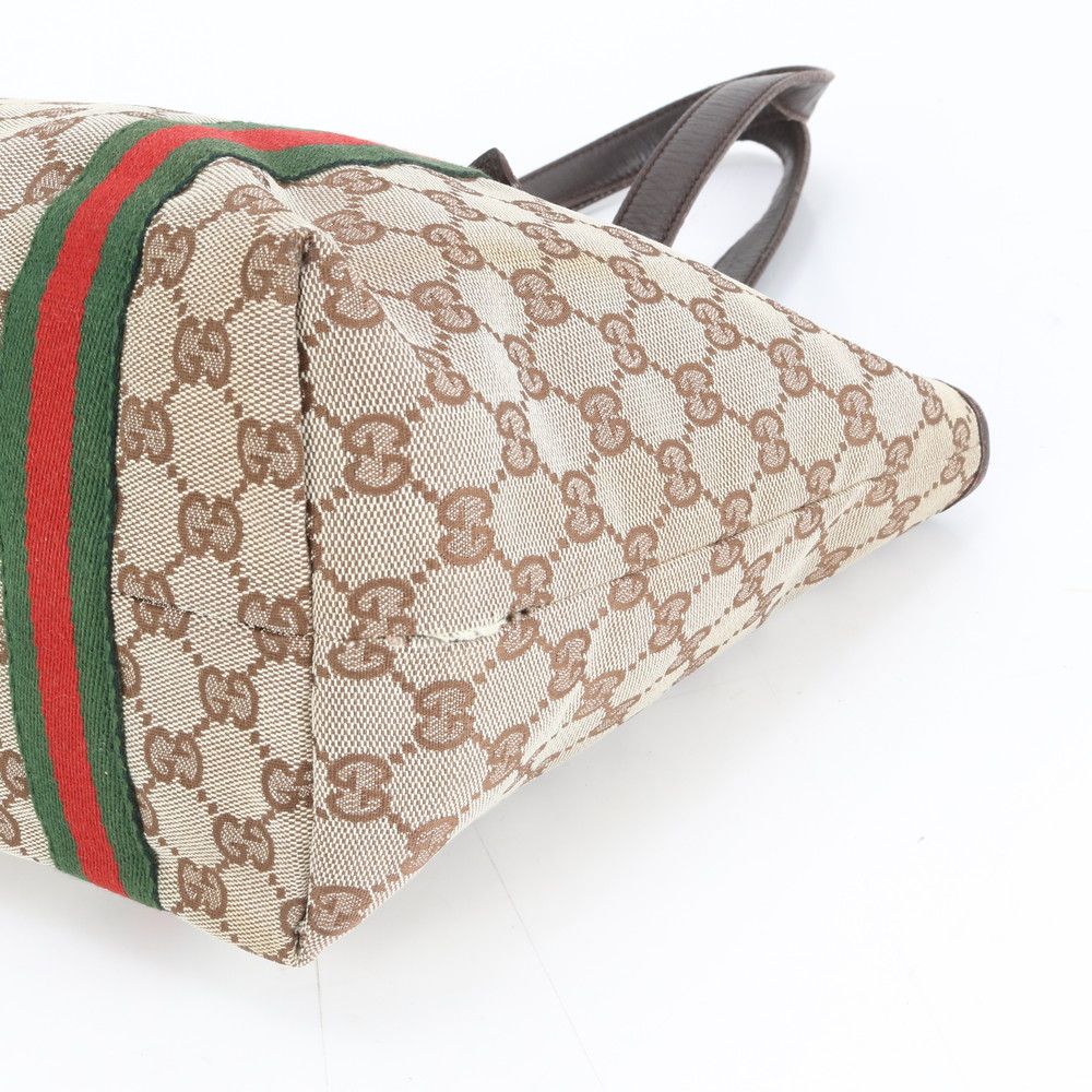 極美品 グッチ GG キャンバス シェリー ライン チャーム付 137396