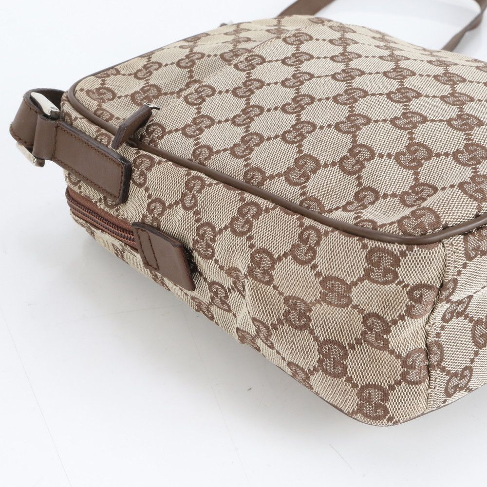 美品 グッチ GG キャンバス 03136 レザー ショルダーバッグ 斜め掛け