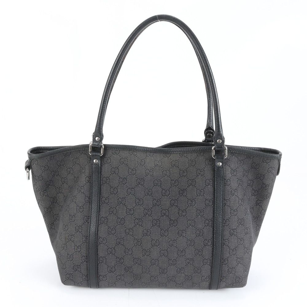 美品 グッチ GG キャンバス 265695 レザー トート バッグ 肩掛け