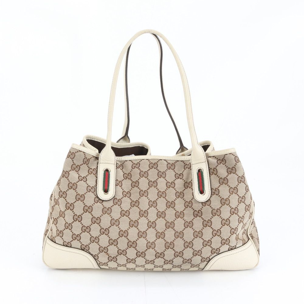 美品 グッチ GG キャンバス プリンシー シェリーリボン 163805 レザー