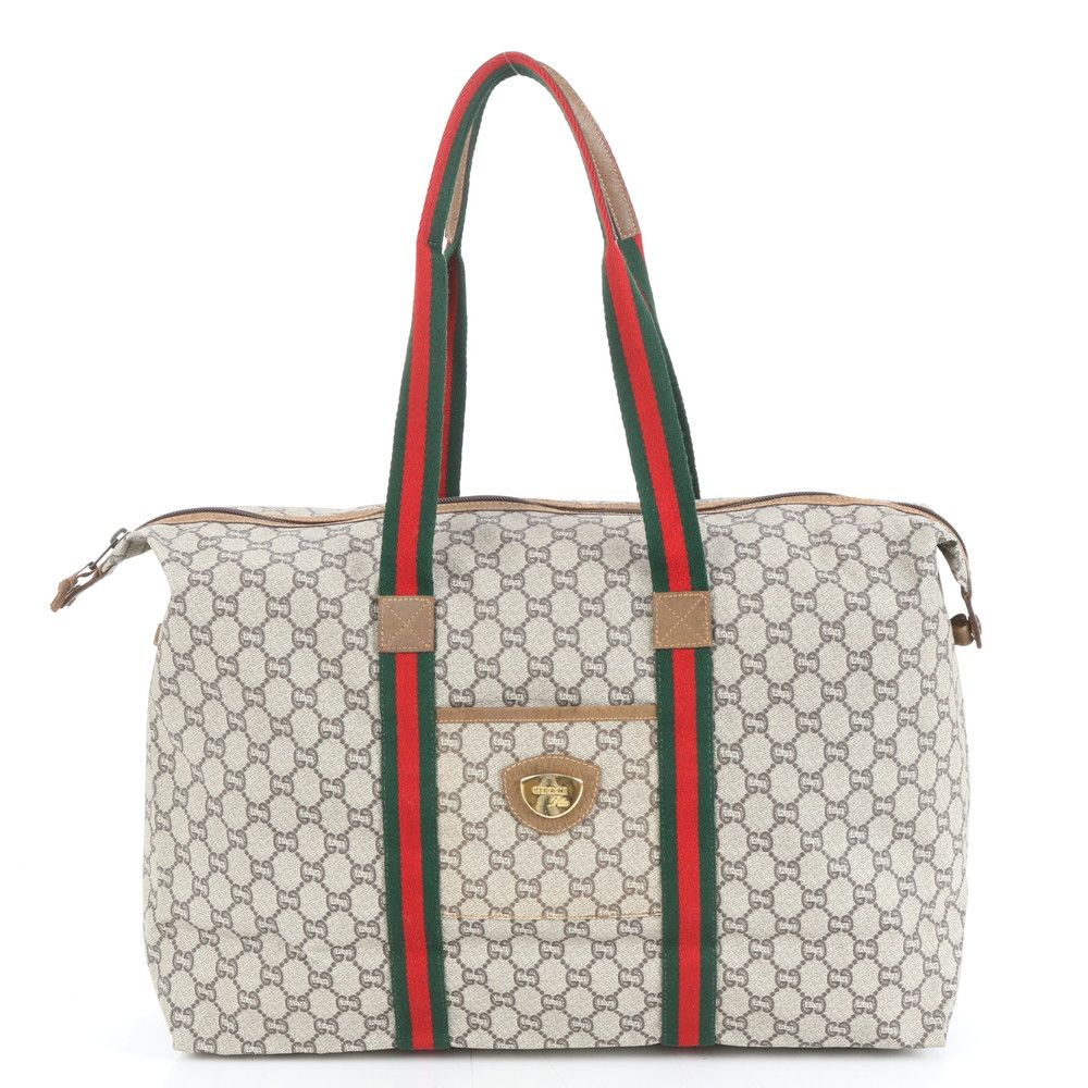 オールド グッチ シェリー ライン GG プラス レザー トート バッグ