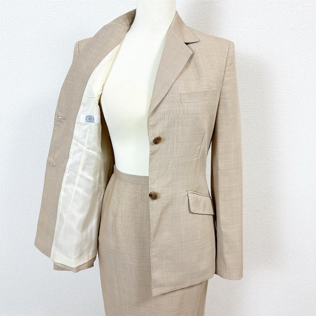 【美品】J.PRESS スーツセットアップ ジャケット9 スカート7 ベージュ 美品】J.PRESS スーツセットアップ ジャケット9 スカート7 ベージュ