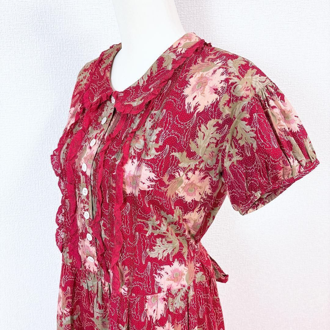 美品】PINK HOUSE 半袖ワンピース 花柄 フリル Aライン フレア - メルカリ