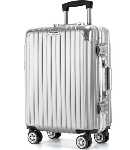 VARNIC スーツケース キャリーケース キャリーバッグ アルミフレーム 大型 静音 ダブルキャスター 耐衝撃 360度回転 TSAダイヤルロック 旅行 出張 S シルバー e ff 6 b 5 40