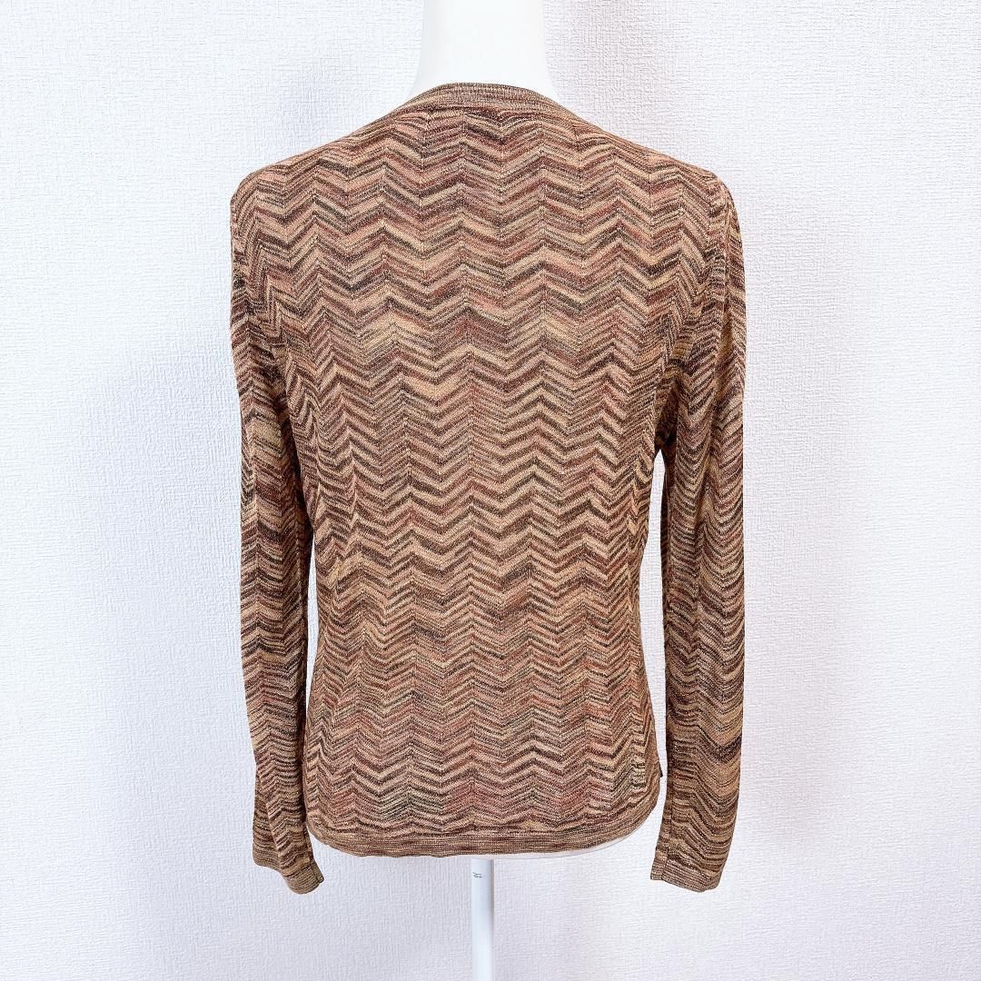 美品】ミッソーニ MISSONI 長袖カーディガン 金糸使用 M シェブロン