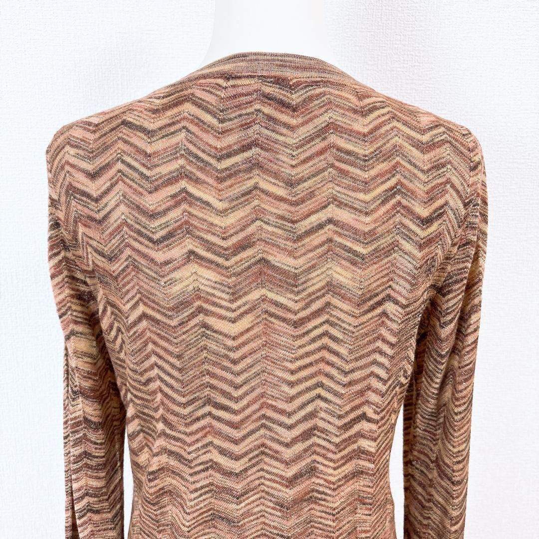 美品】ミッソーニ MISSONI 長袖カーディガン 金糸使用 M シェブロン