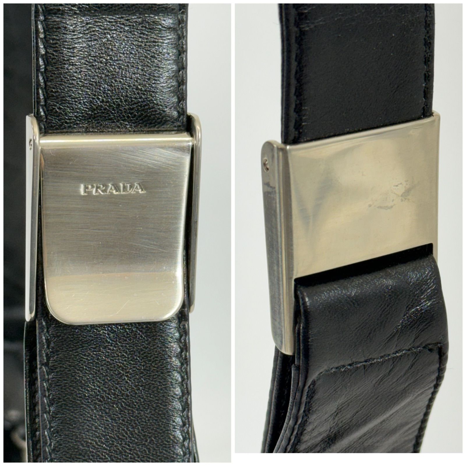 希少・美品】PRADA プラダ テスート ナイロン レザー 三角プレート 