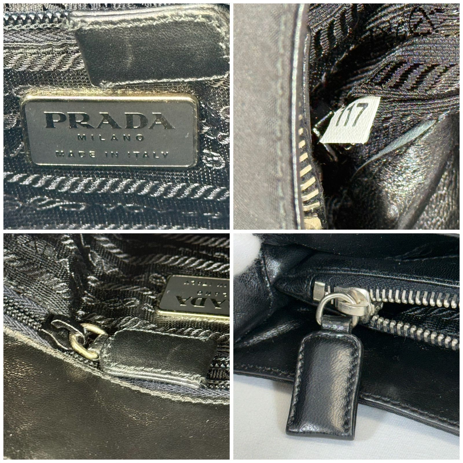 希少・美品】PRADA プラダ テスート ナイロン レザー 三角プレート 