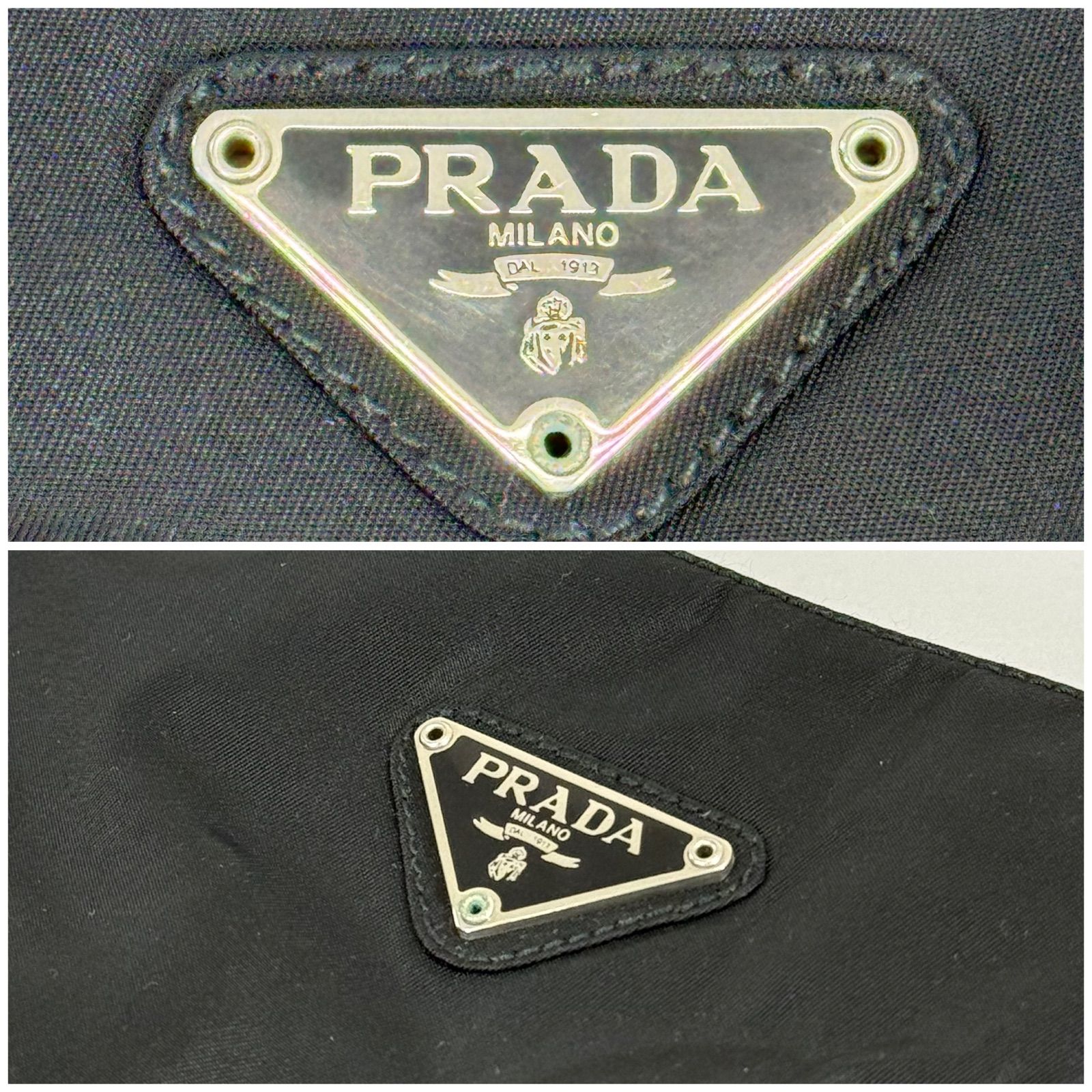 希少・美品】PRADA プラダ テスート ナイロン レザー 三角プレート 
