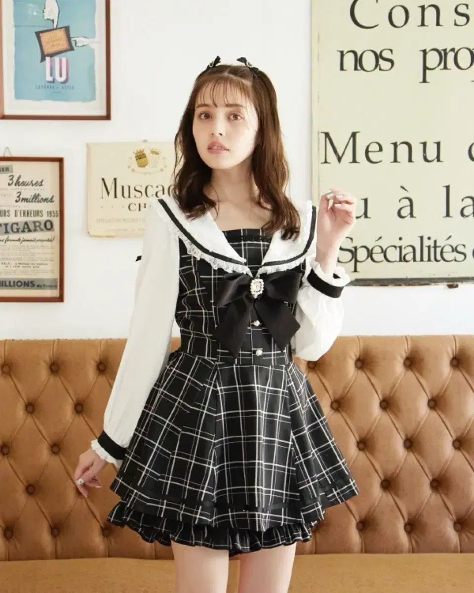 リズリサ♥ セーラー　セットアップ　地雷系　量産型 リズリサ セーラー セットアップ チェック ブラック 量産型 地雷系