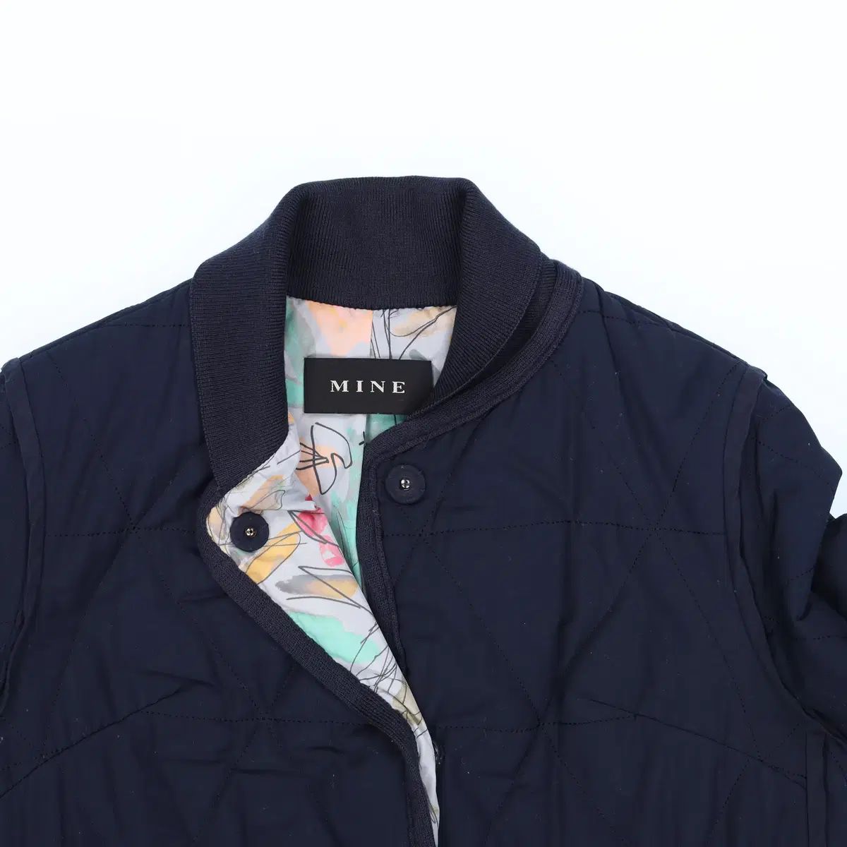 76 マイン レディース ウール ネイビー キルティング ジャケット