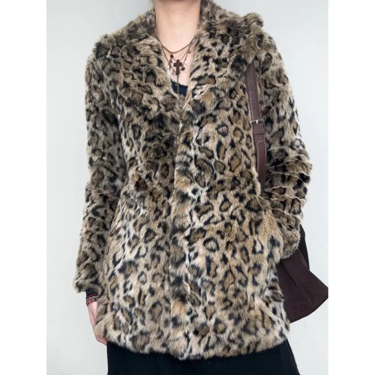 日本 ヴィンテージ ヒョウ柄 レオパード ファージャケット アウター