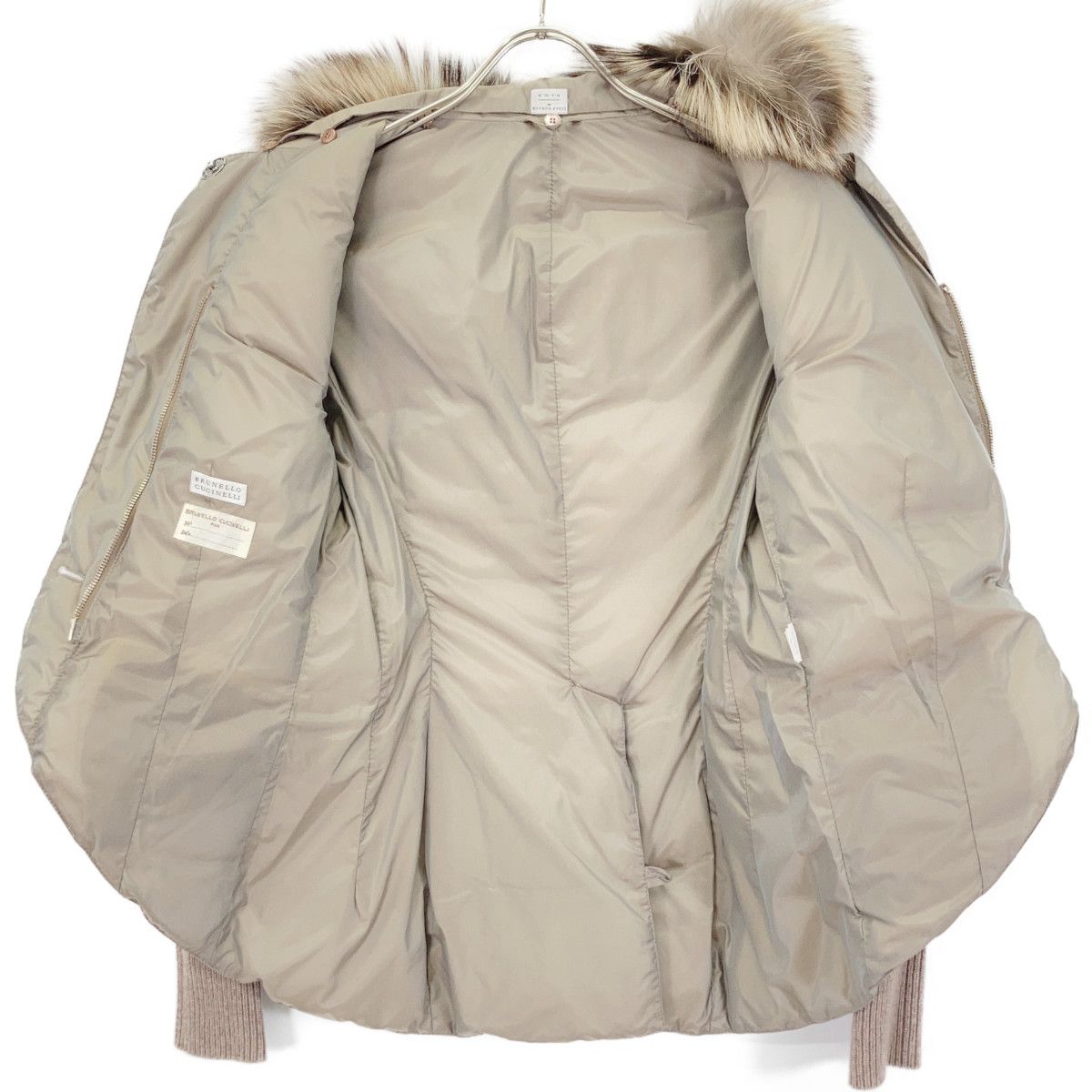 BRUNELLO CUCINELLI カシミヤ ファー ロングコート ベージュ BRUNELLO CUCINELLI ブルネロクチネリ ﾍﾞｰｼﾞｭ ﾅｲﾛﾝ ｶｼﾐﾔ ﾌｧｰ付き