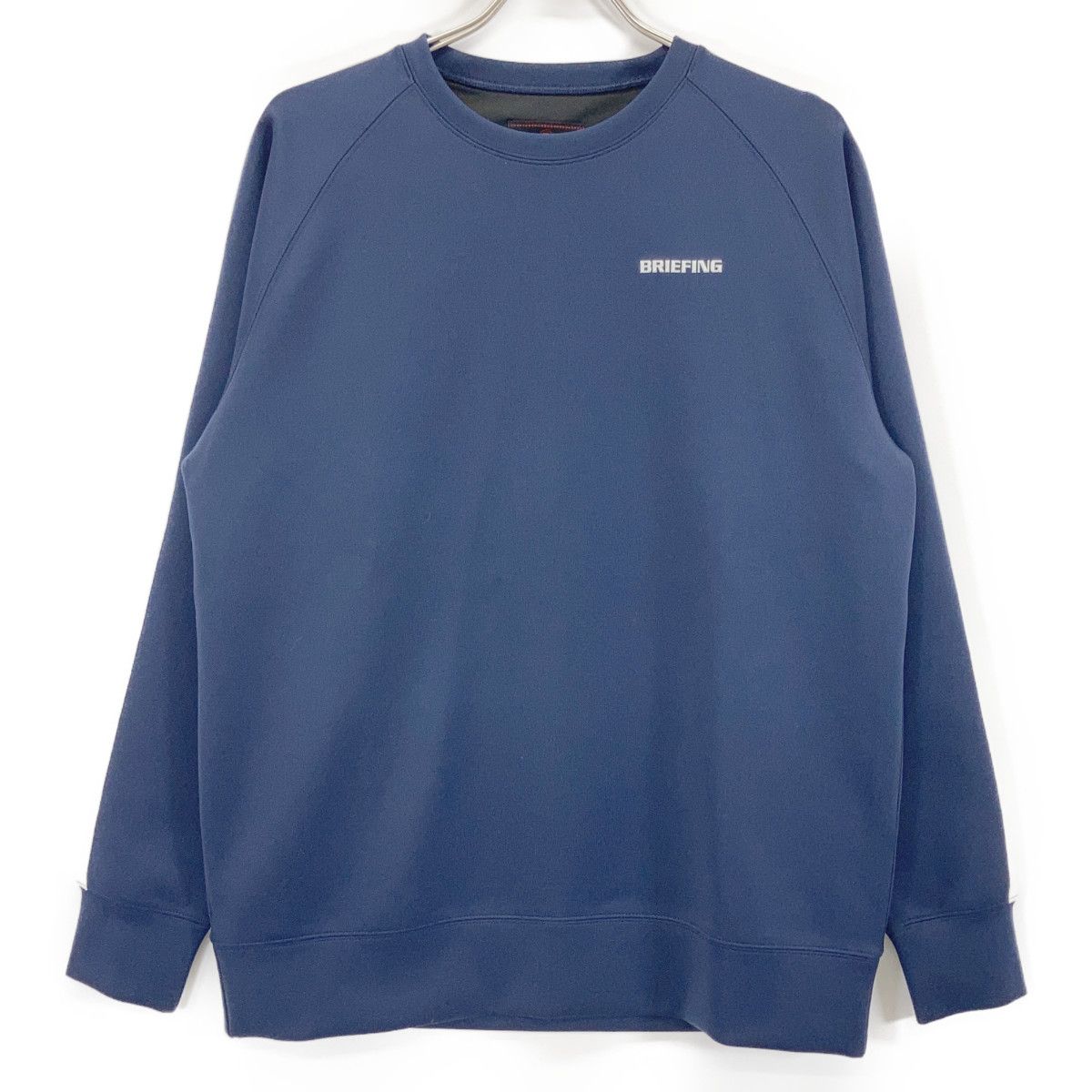 BRIEFING 青色 トレーナー M BRIEFING ブリーフィング GOLF BRG241M39 ﾈｲﾋﾞｰ ﾛｺﾞ入り ｸﾙｰﾈｯｸ ﾄﾚｰﾅｰ