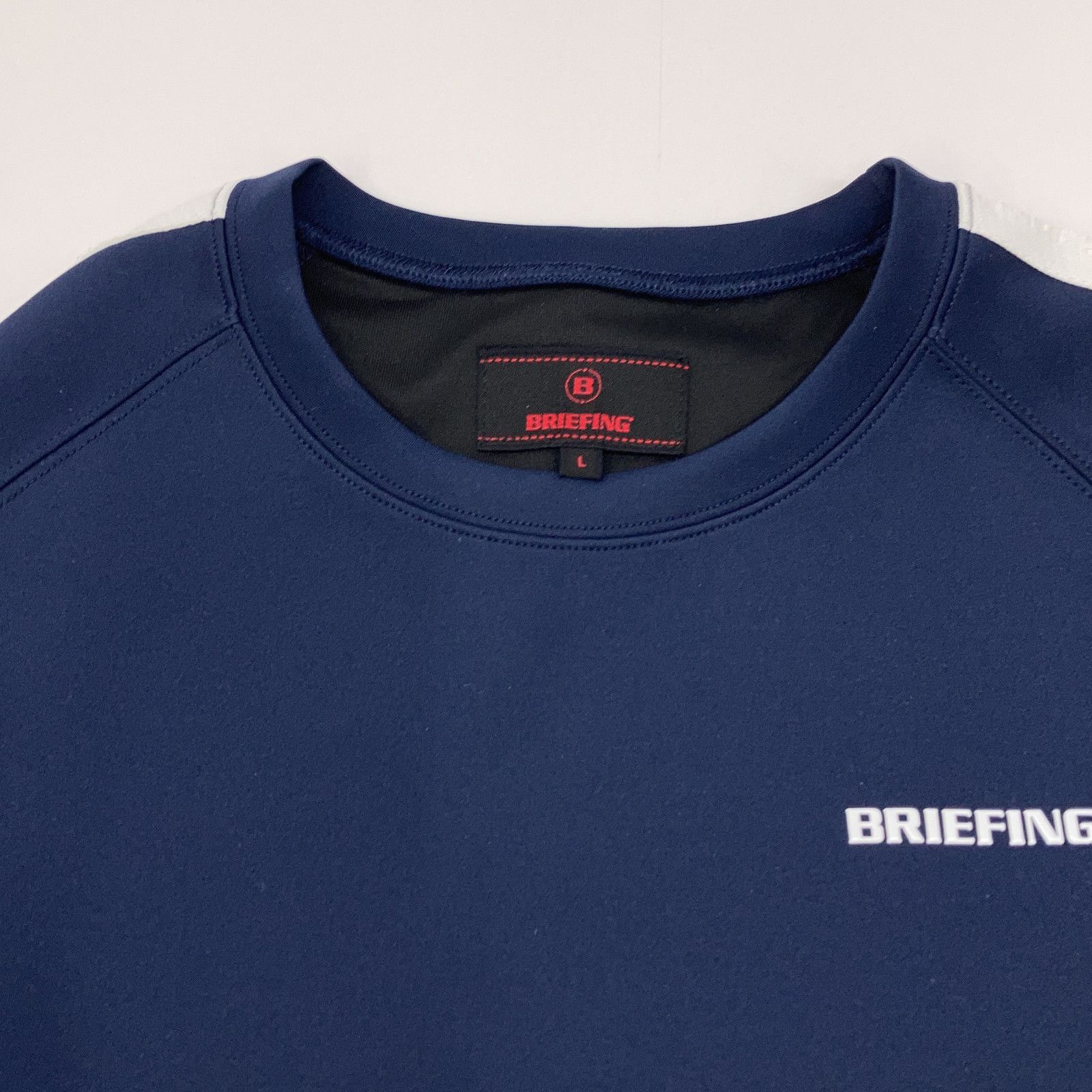 BRIEFING ブリーフィング GOLF BRG241M39 ﾈｲﾋﾞｰ ﾛｺﾞ入り ｸﾙｰﾈｯｸ ﾄﾚｰﾅｰ