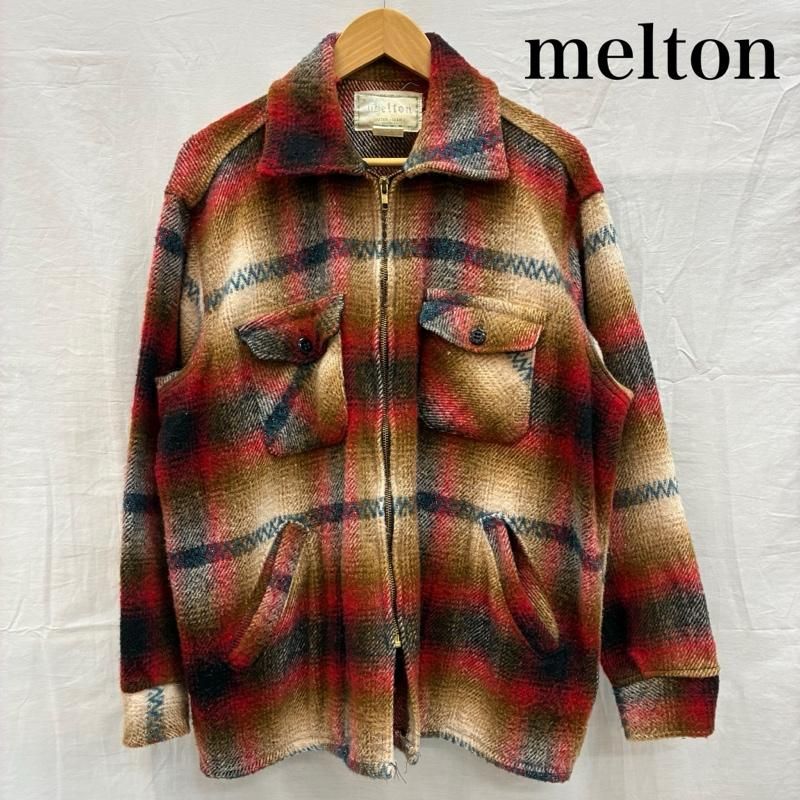メルトン 70s 80s USA製 ウール CPO ジップアップ ジャケット メンズ L