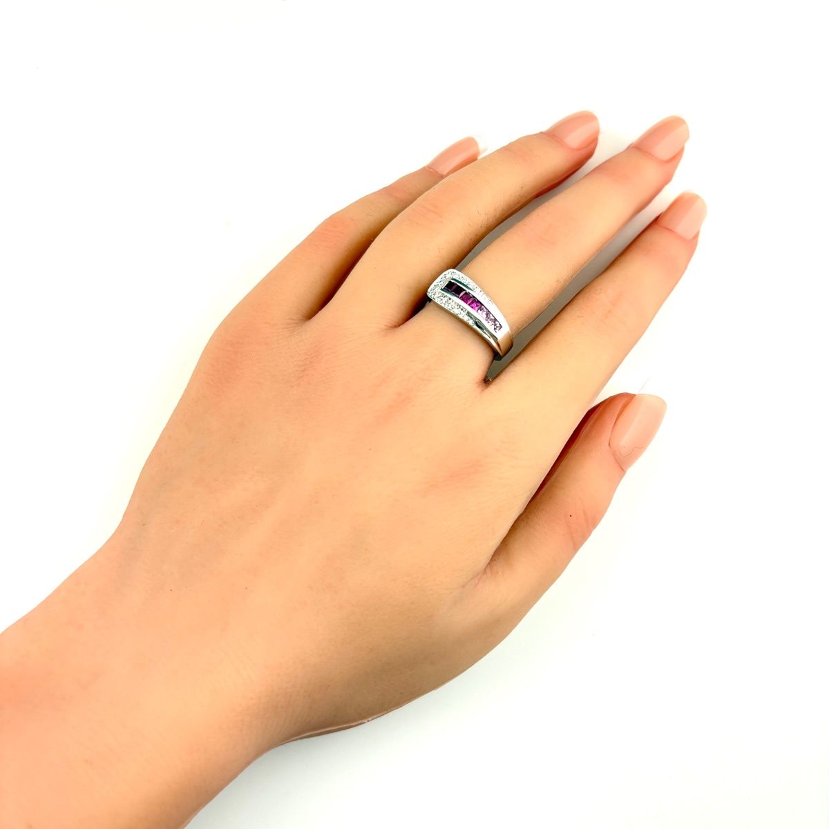 18K WGルビーピンクサファイヤ リング ヘッド 18K WGアコヤ真珠リング