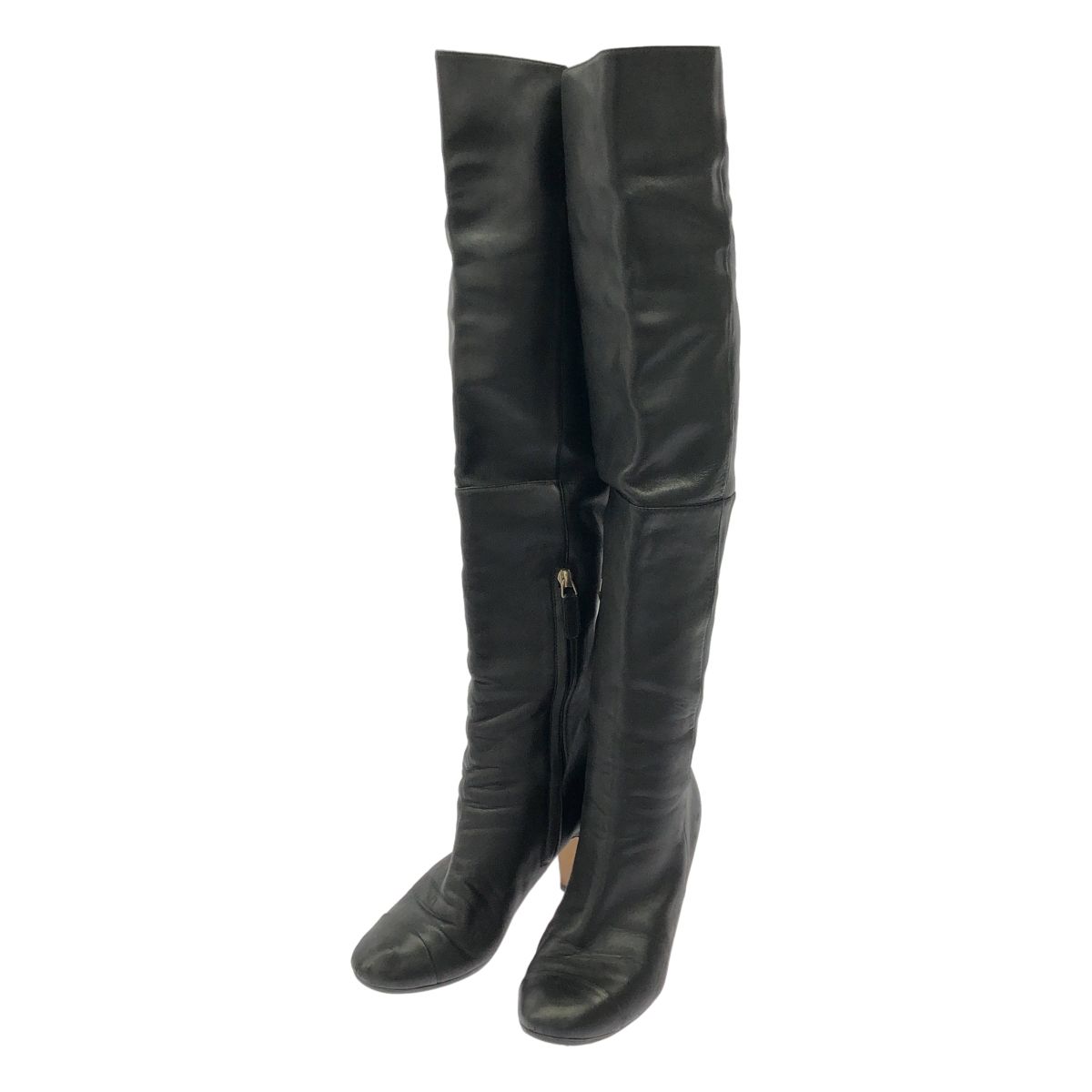 CHANEL シャネル ココマーク レザーヒールロングブーツ C27999