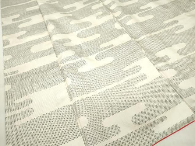 平和屋着物○本場大島紬 白大島 7マルキ 霞文 正絹 逸品 DABA4585az