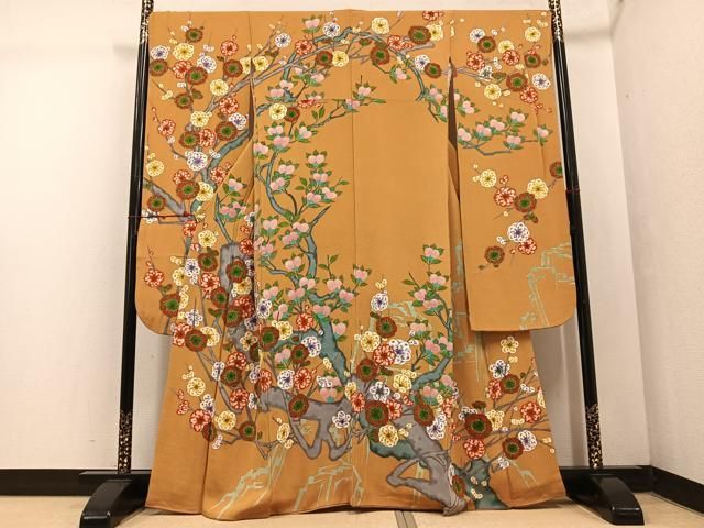平和屋着物●豪華振袖　枝梅文　鬼しぼ縮緬　正絹　逸品　AABF4454ph 平和屋着物○豪華振袖 枝梅文 鬼しぼ縮緬 正絹 逸品 AABF4454ph 【公式
