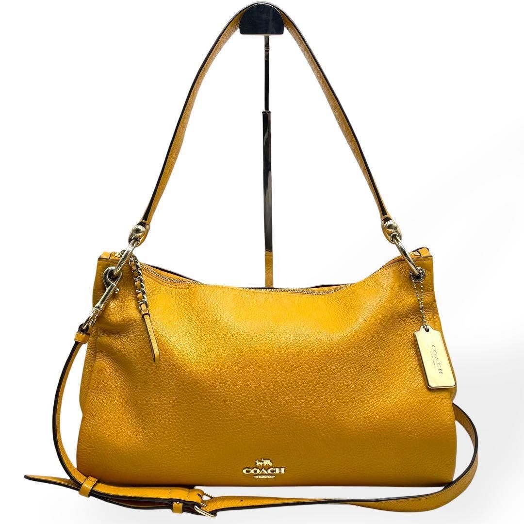 美品 COACH コーチ 2way ショルダーバッグ f28966 レザー 黄 - メルカリ