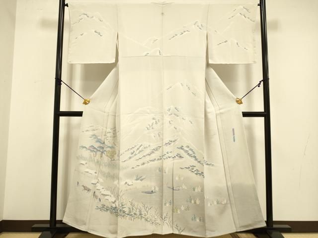 平和屋着物●名門・上野家　上野街子　清染居　訪問着　比良雪暮　暈し染め　鬼しぼ縮緬　正絹　逸品　未使用　DABA8986du 平和屋着物○名門・上野家 上野街子 清染居 訪問着 比良雪暮 暈し染め