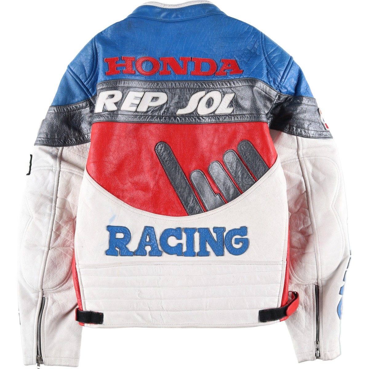 古着 HONDA ホンダ 中綿入り レザーレーシングジャケット メンズL相当