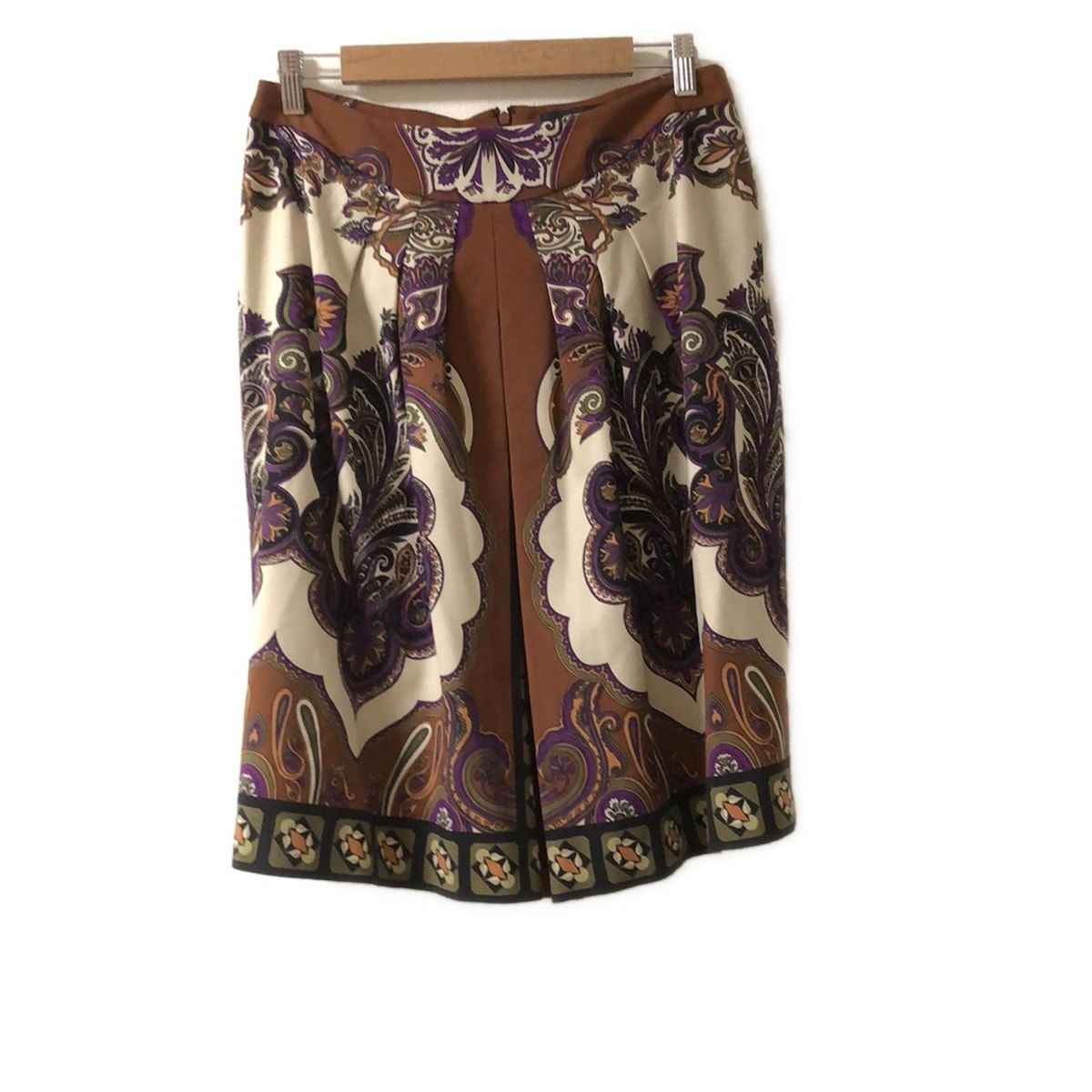 タグ付 ETRO エトロ コットンスカート 民族柄 ITALY製 42 ETRO(エトロ) スカート サイズ44 L レディース - ダークブラウン