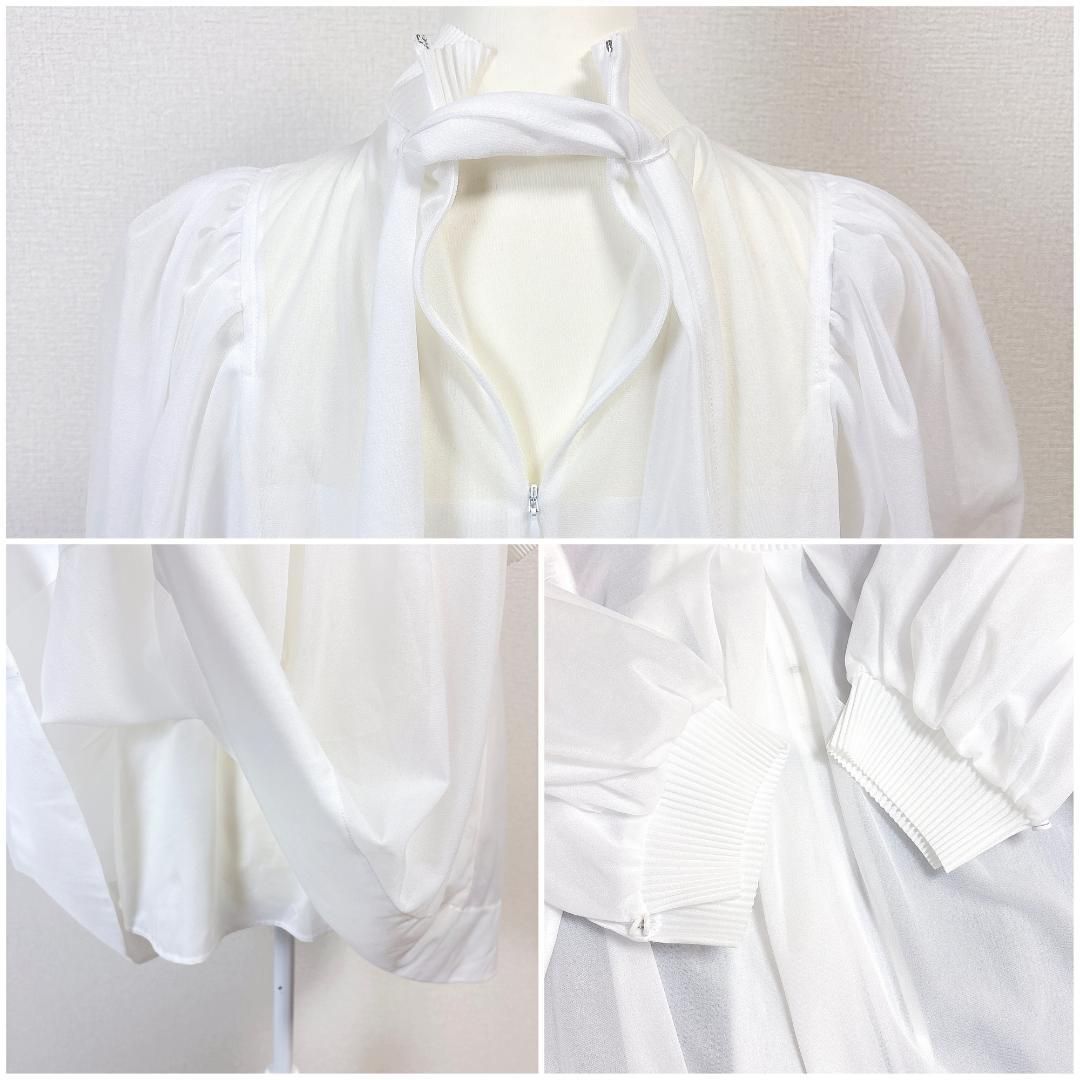 【美品】 CELFORD 半袖ブラウス リボンタイ インナー付 38 ホワイト 美品】 CELFORD 半袖ブラウス リボンタイ インナー付 38 ホワイト