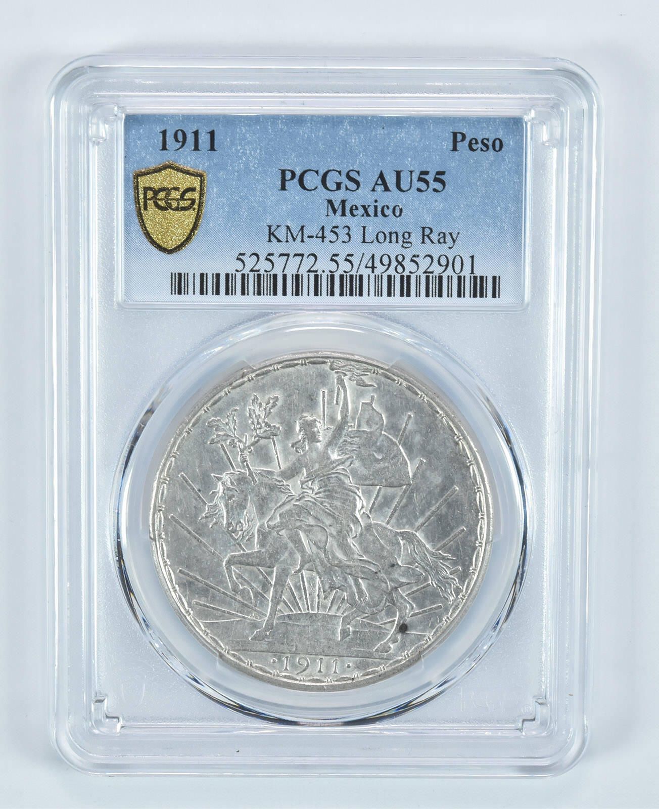 1911年 メキシコペソ KM-453 ロングレイ AU55 PCGS *9077 - メルカリ
