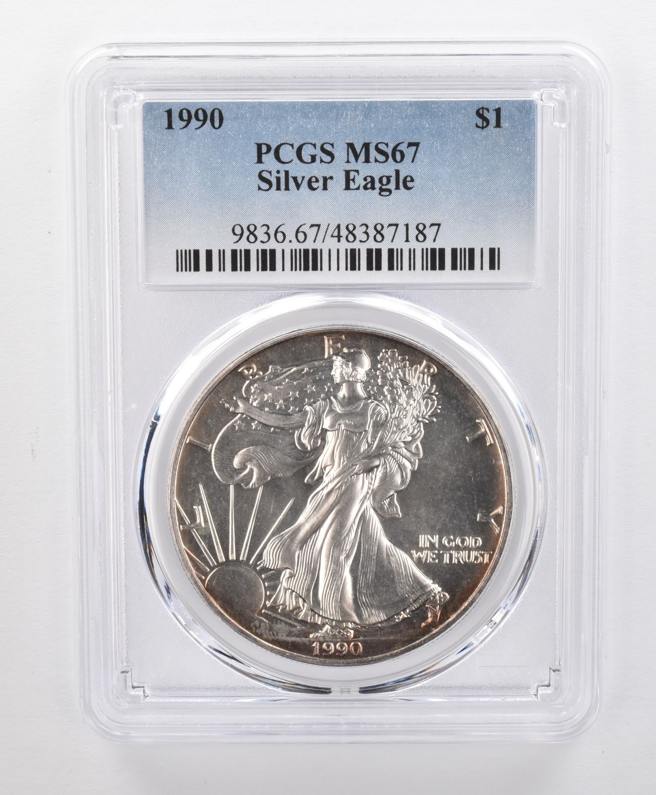 MS67 1990年 アメリカンシルバーイーグル PCGS TDペリフェラル *1202