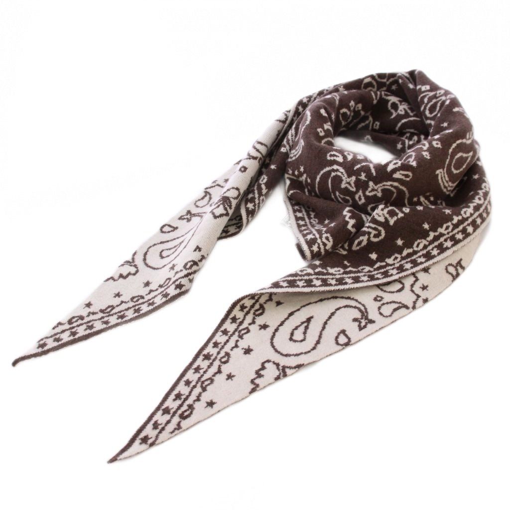 Gypsohila ペイズリーニットストール ジプソフィア ブラウン ジプソフィア Gypsohila ペイズリーニットストール ストレッチ 総柄