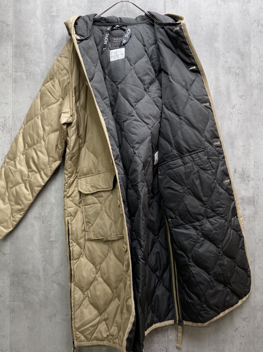 TAION タイオン フード付き キルティング ダウン ロング コート sizeS