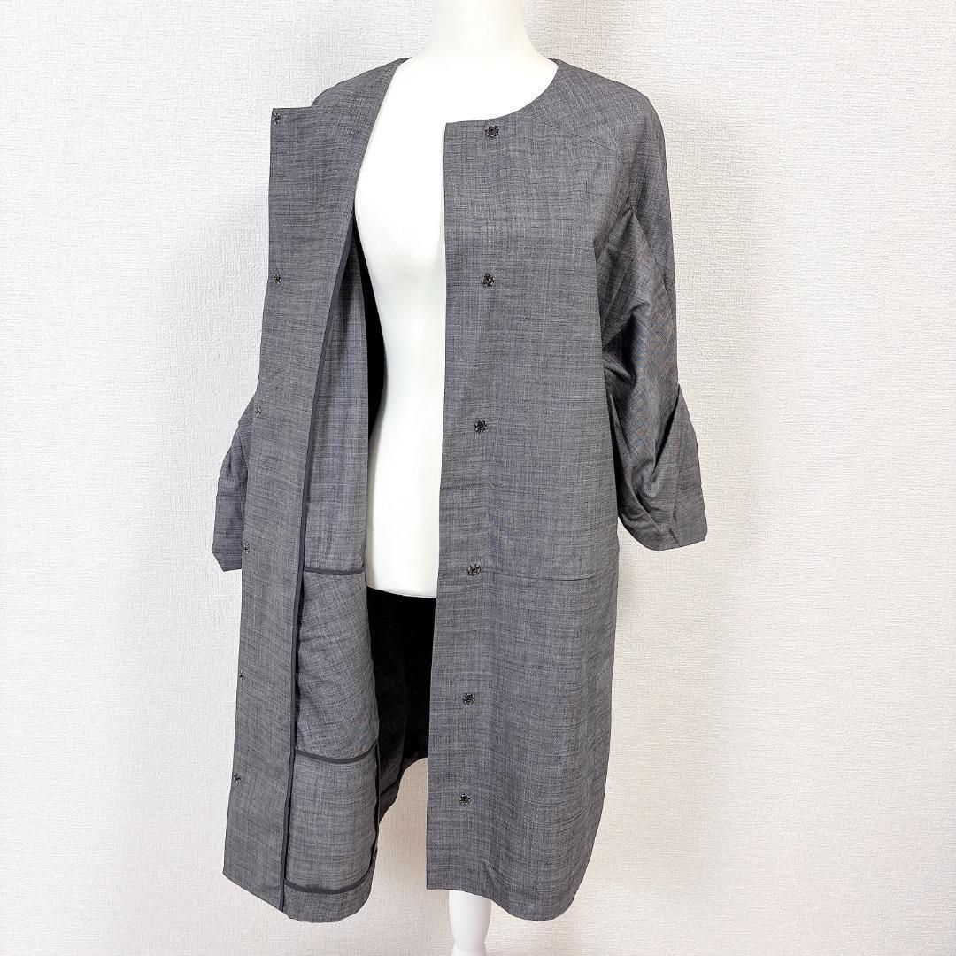 美品】MARNI 長袖ワンピース コート クロップドボタン 44 グレー 