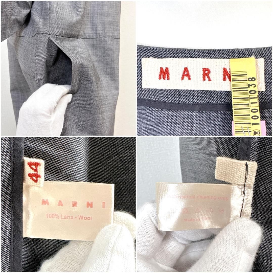 美品】MARNI 長袖ワンピース コート クロップドボタン 44 グレー 