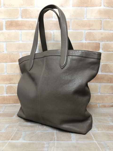 中古】 23区HOMME ニジュウサンクオム レザートートバッグ グレー 