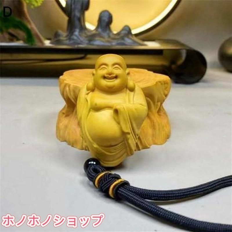 布袋様 木彫り 仏像 ミニ 七福神 金運 開運 風水 置物 - メルカリ