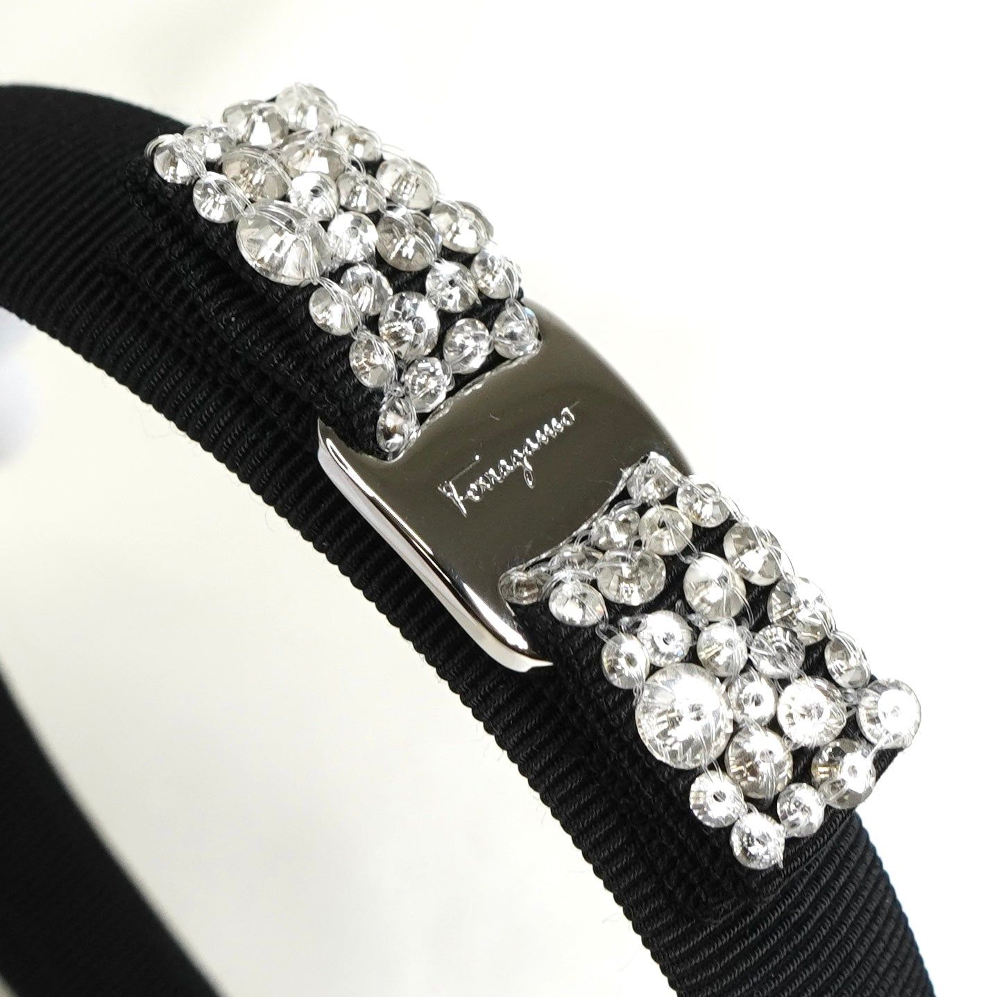 サルバトーレ フェラガモ ヴァラ リボン ラインストーン カチューシャ