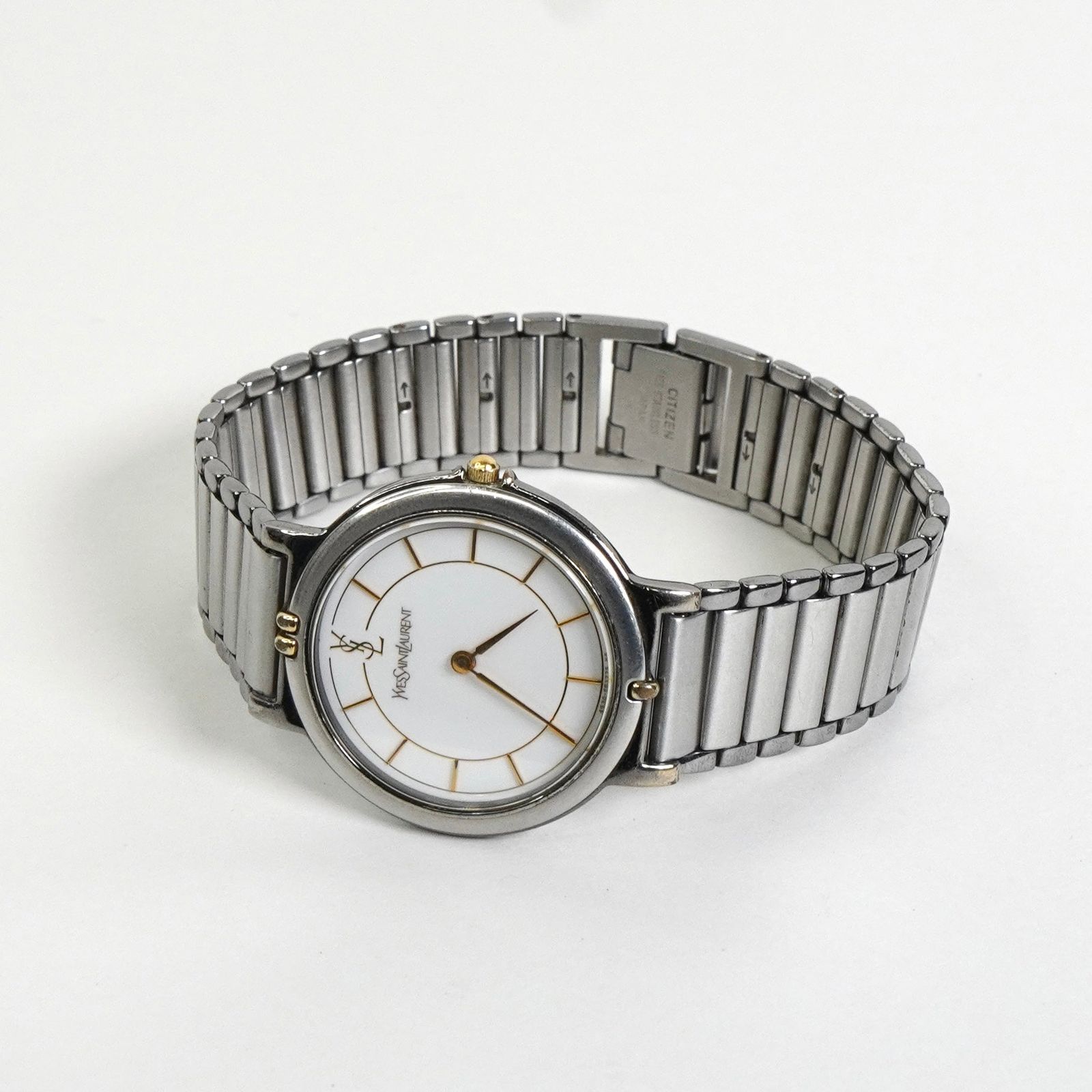 イヴサンローラン 4620-E62275 YO0030688 SS×QZ 白文字盤 腕時計 電池