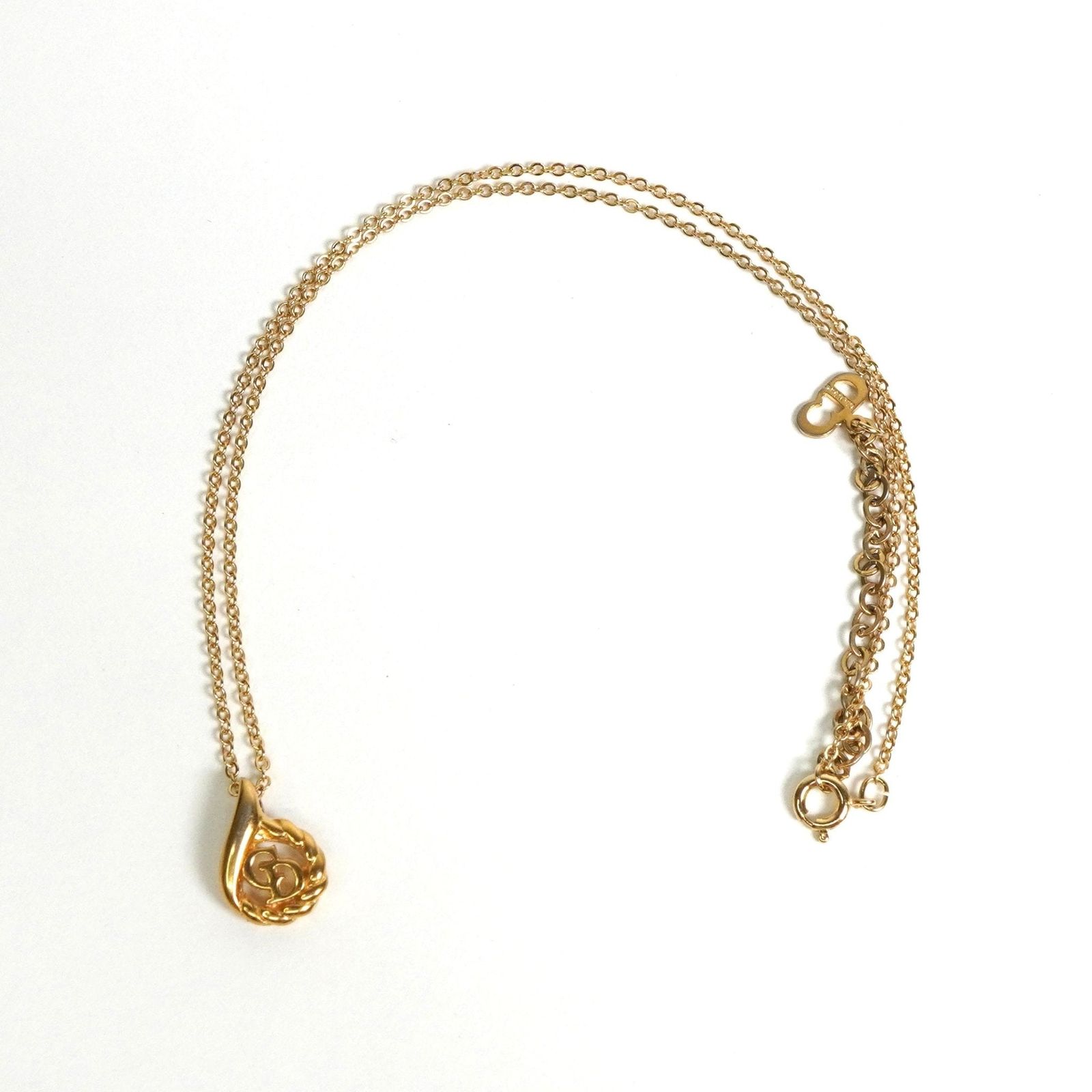 クリスチャン ディオール CDロゴ ドロップ ツイスト ネックレス GP