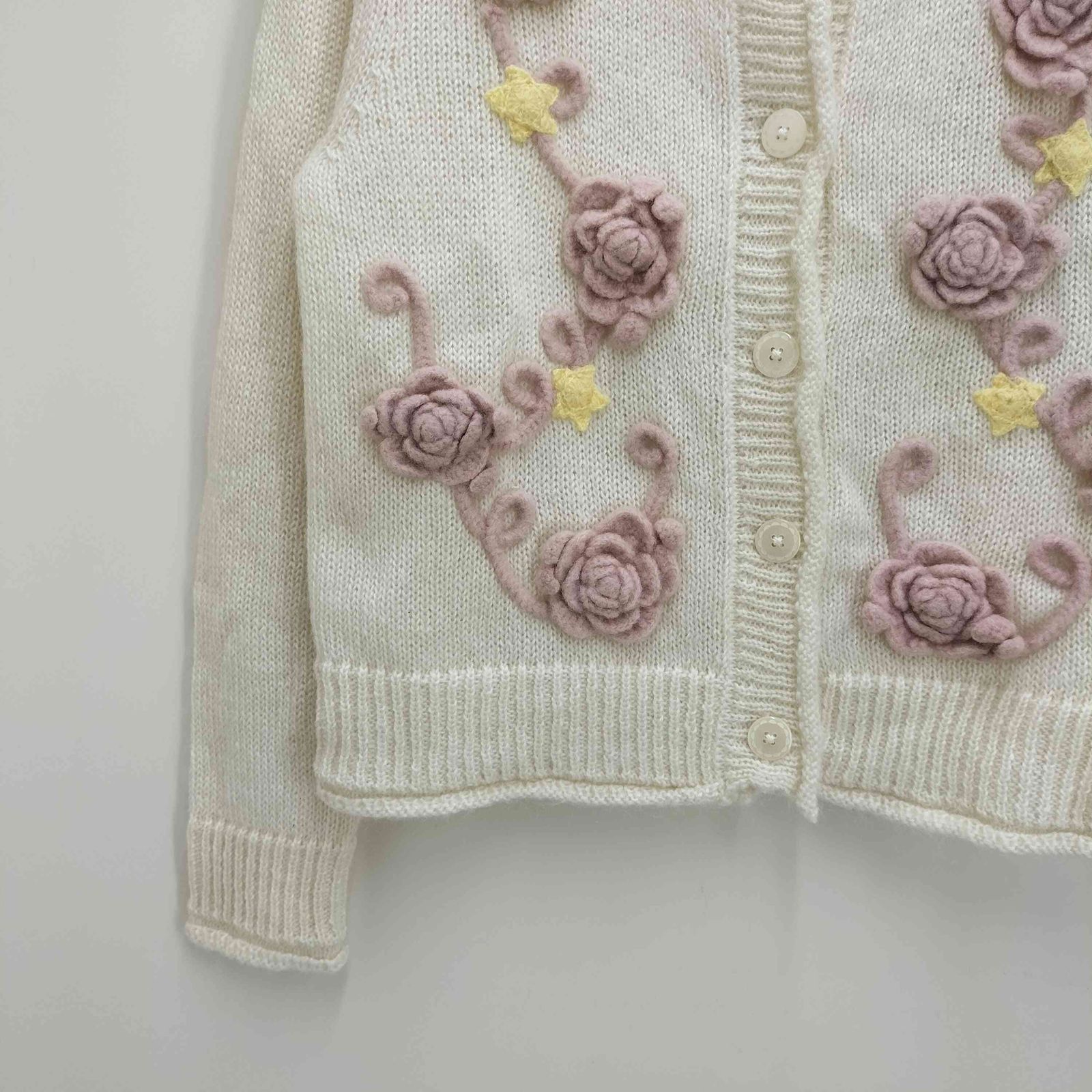 ピンクハウス PINK HOUSE 花と星モチーフ使いニットカーディガン