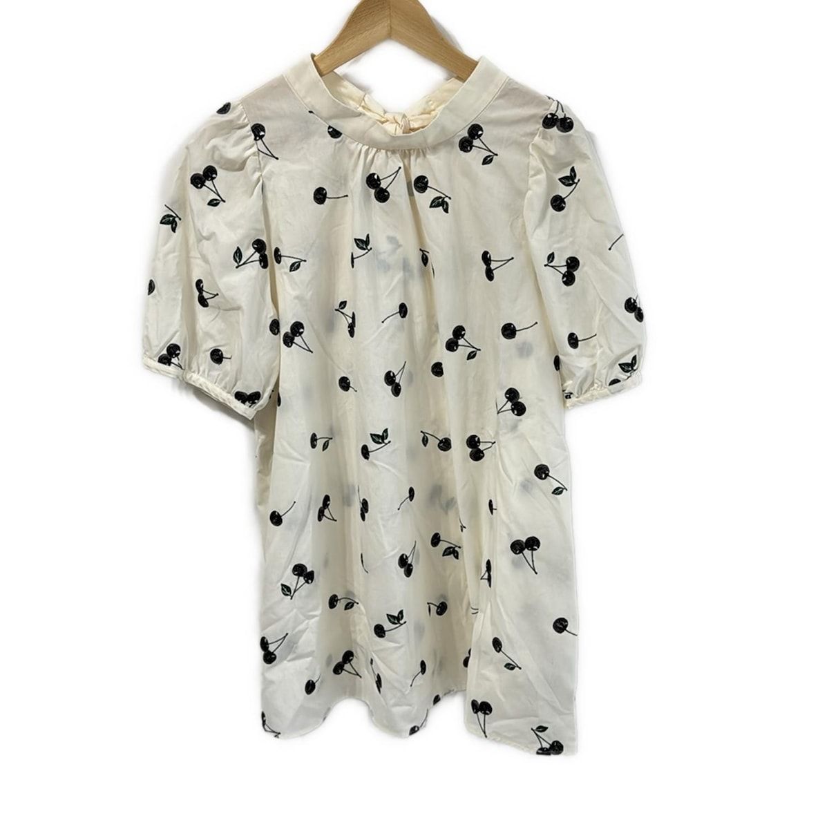 ローズティアラ 花柄リボン付き半袖チュニック サイズ50 Rose Tiara(ローズティアラ) チュニック サイズ42 L レディース美品