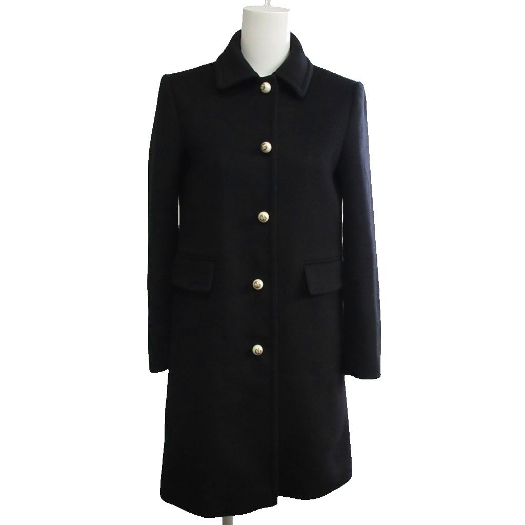 GUCCI グッチ インターロッキングGG パールボタン 袖フリル ロングコート グッチ GUCCI インターロッキングG GG フェイクパールボタン ロング