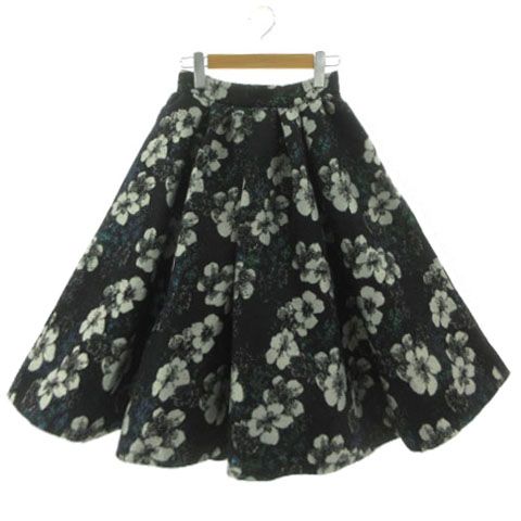 マーリエパーエフデ Maglie par ef-de ジャガード花柄フレアスカート