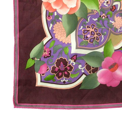 レオナール LEONARD シルクコットン ハンカチ スカーフ 日本製 花柄 総