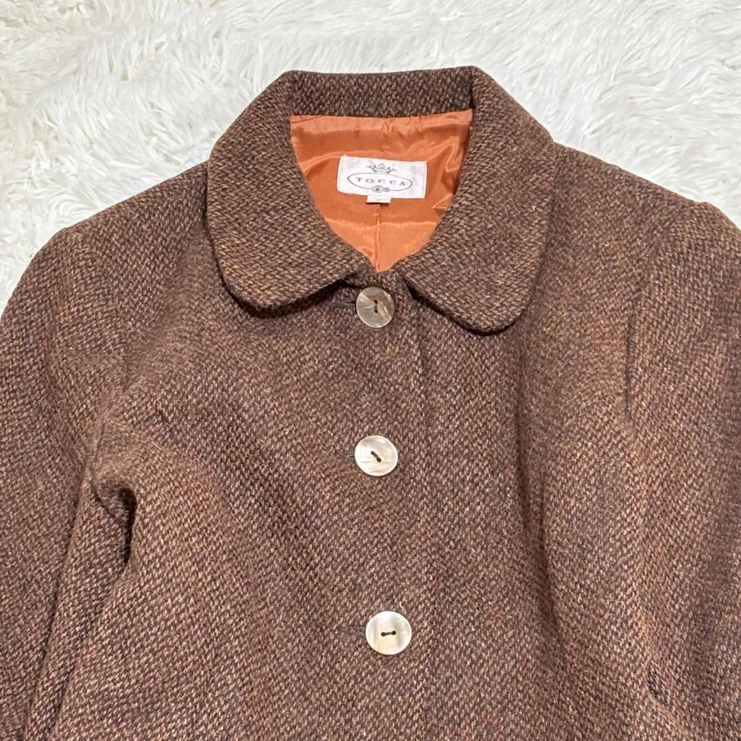 美品】TOCCA ウール Aライン ロングコート 4 ブラウン レディース 【美 