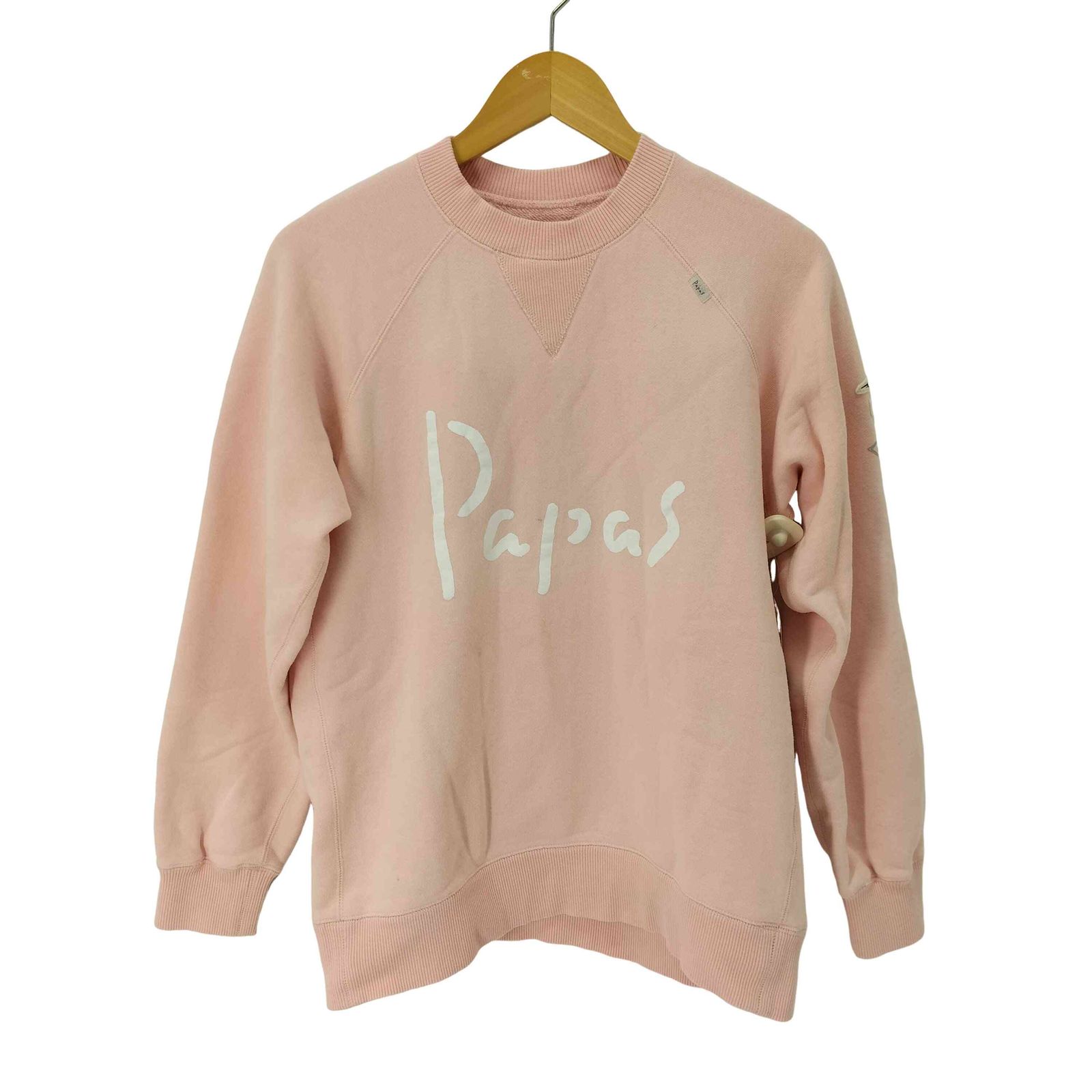 パパス papas ロゴプリント 両面Vガゼット ラグランスリーブ 