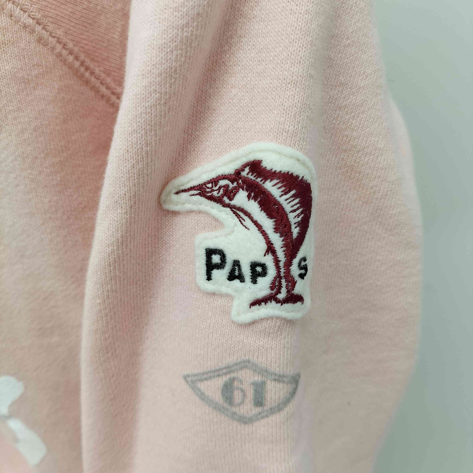 パパス papas ロゴプリント 両面Vガゼット ラグランスリーブ 