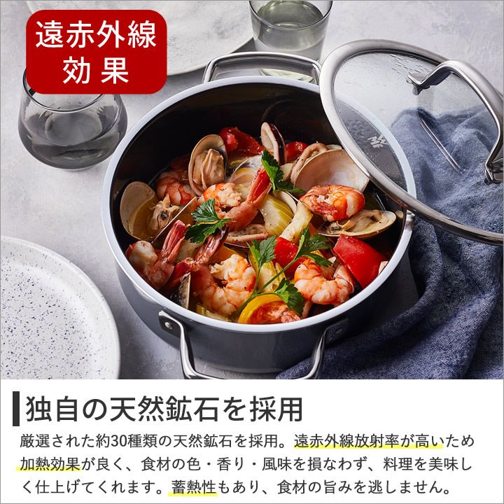 両手鍋 蓋付き ih対応 両手鍋 フュージョンテック ミネラル ロー