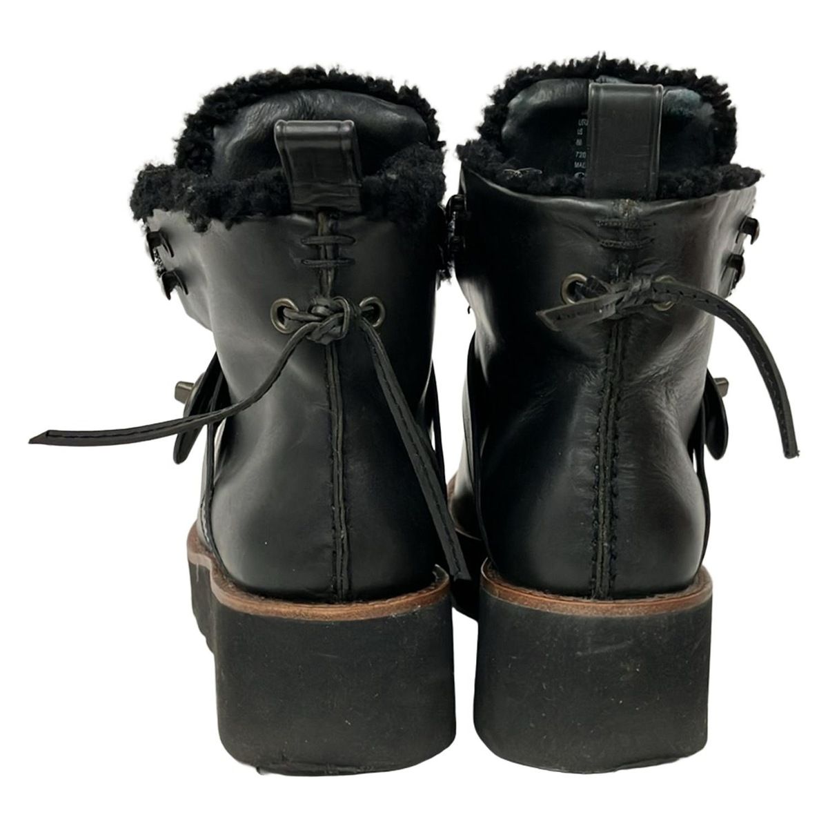 COACH(コーチ) ショートブーツ 8 B レディース - 黒 レザー、ムートン